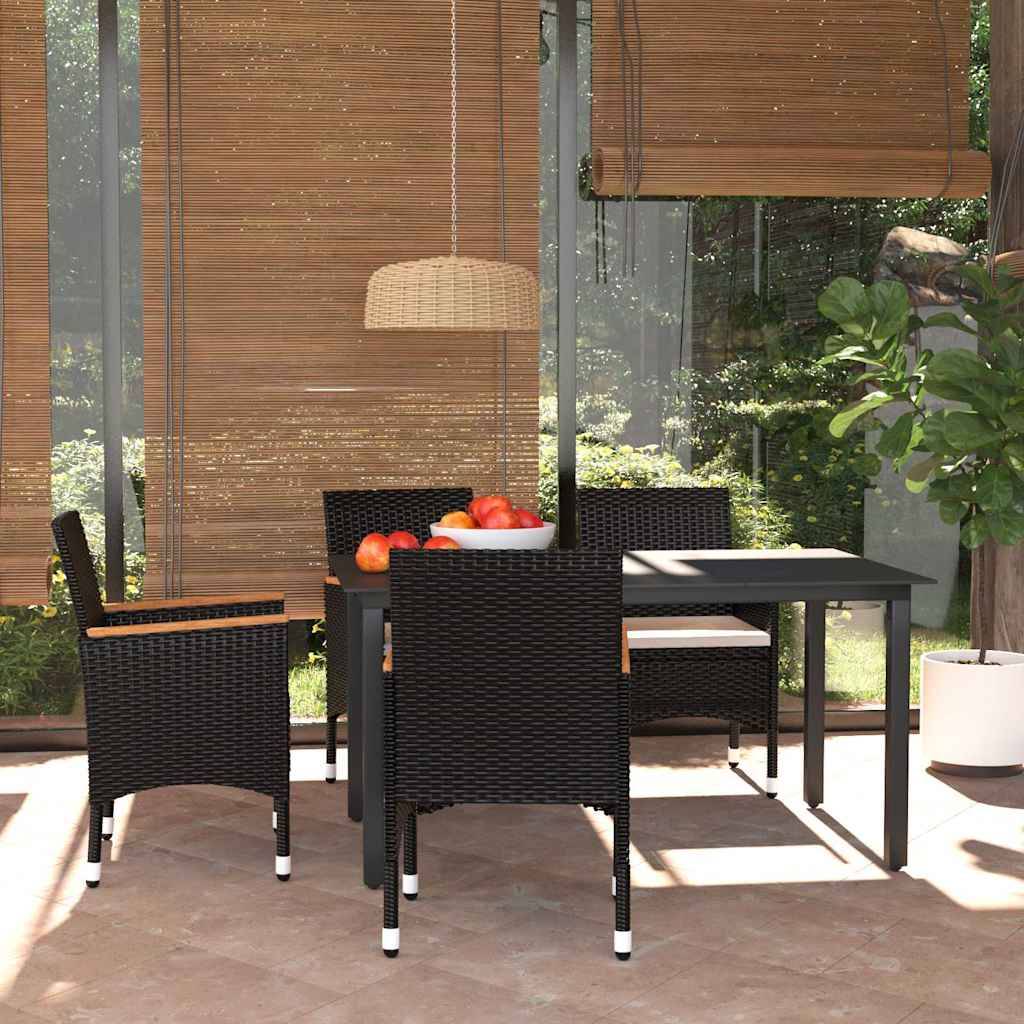 Vidaxl - Ensemble à dîner de jardin avec coussins 5 pcs-Salons de jardin poly rotin noir 540446 - Image 1