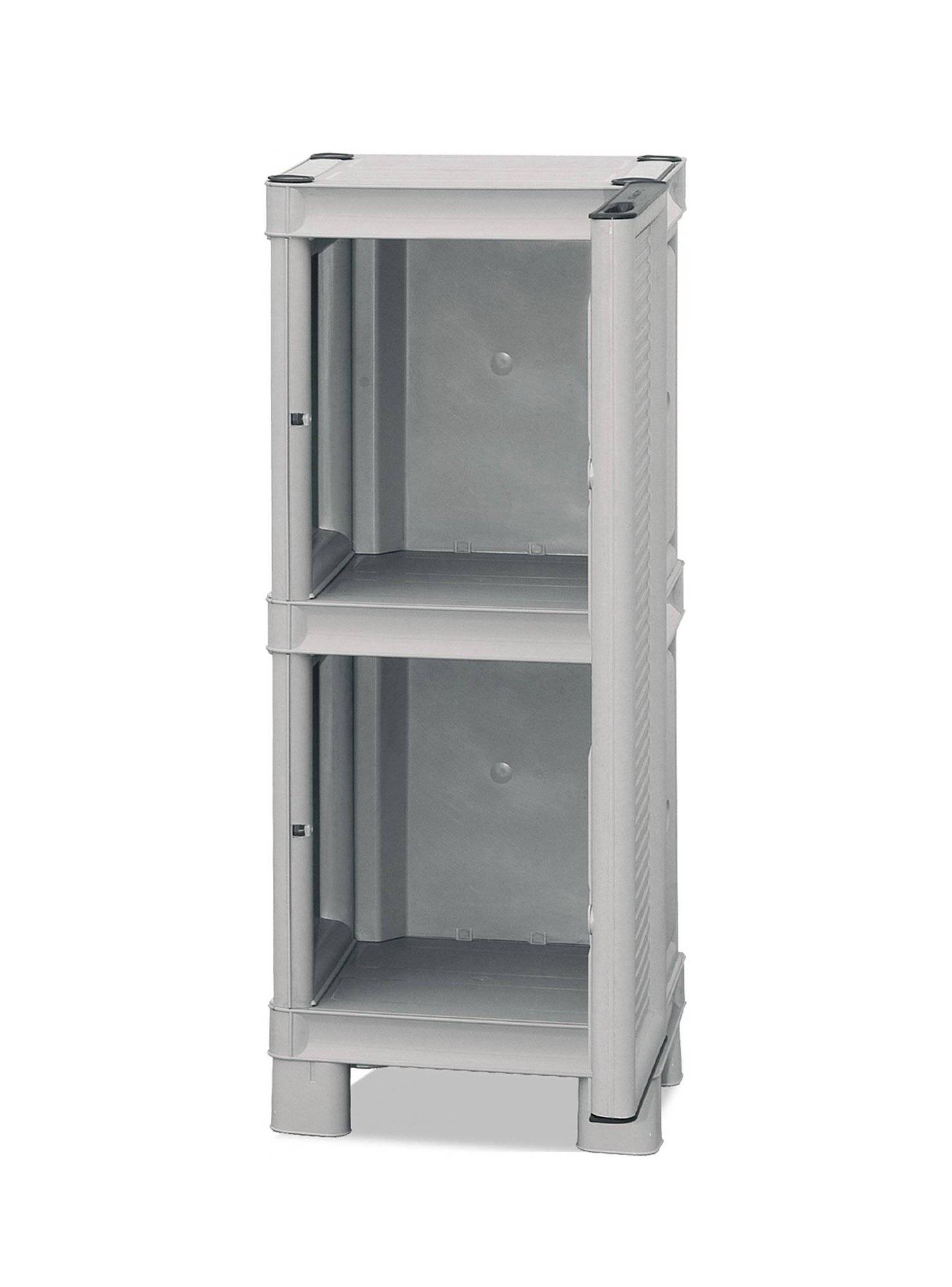 Dmora - Armoire d'extérieur Dbiondin, Mobilier d'extérieur, Armoire de balcon polyvalente, Armoire d'extérieur, Gris clair, 35x39h92 cm - Dmora - Image 6