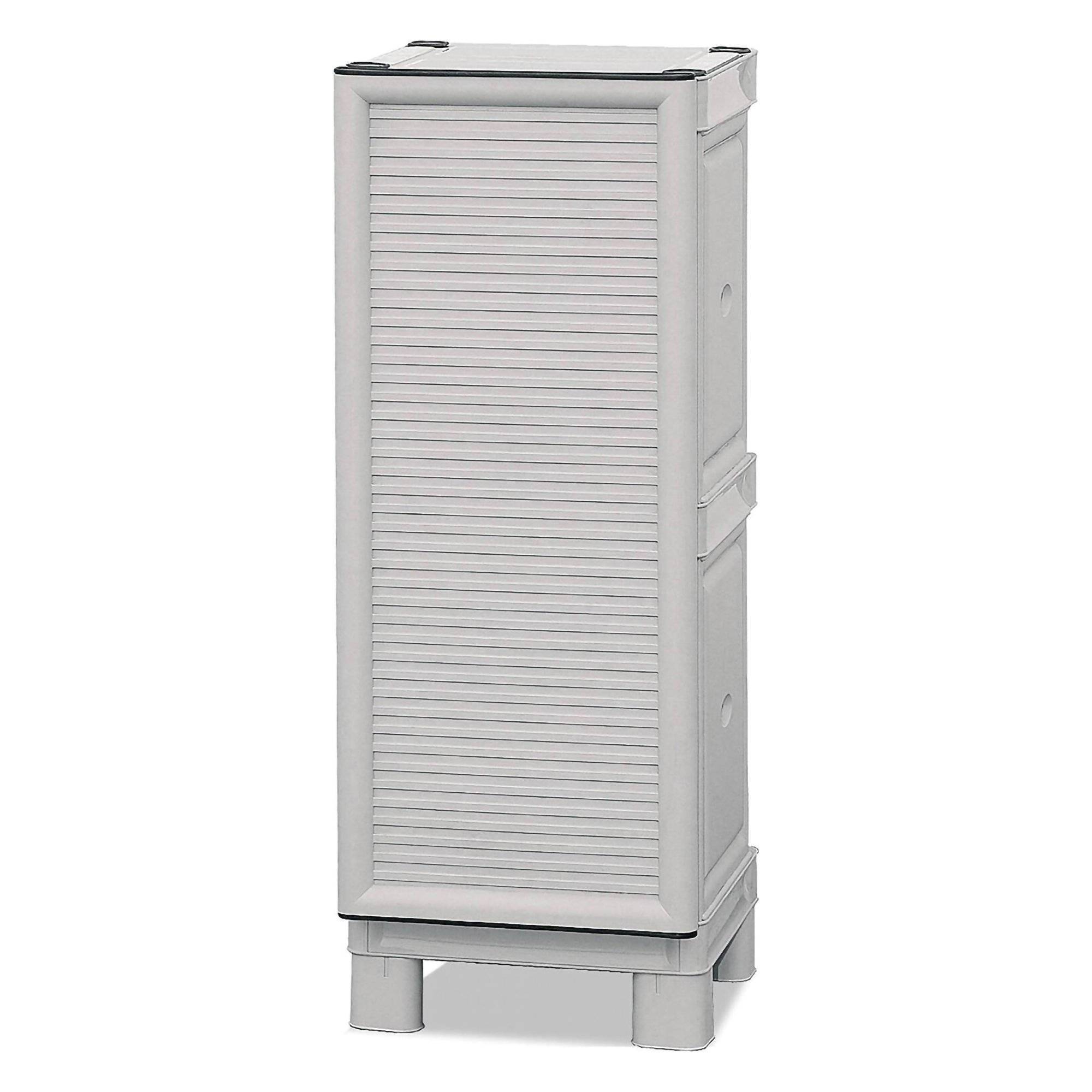 Dmora - Armoire d'extérieur Dbiondin, Mobilier d'extérieur, Armoire de balcon polyvalente, Armoire d'extérieur, Gris clair, 35x39h92 cm - Dmora - Image 4