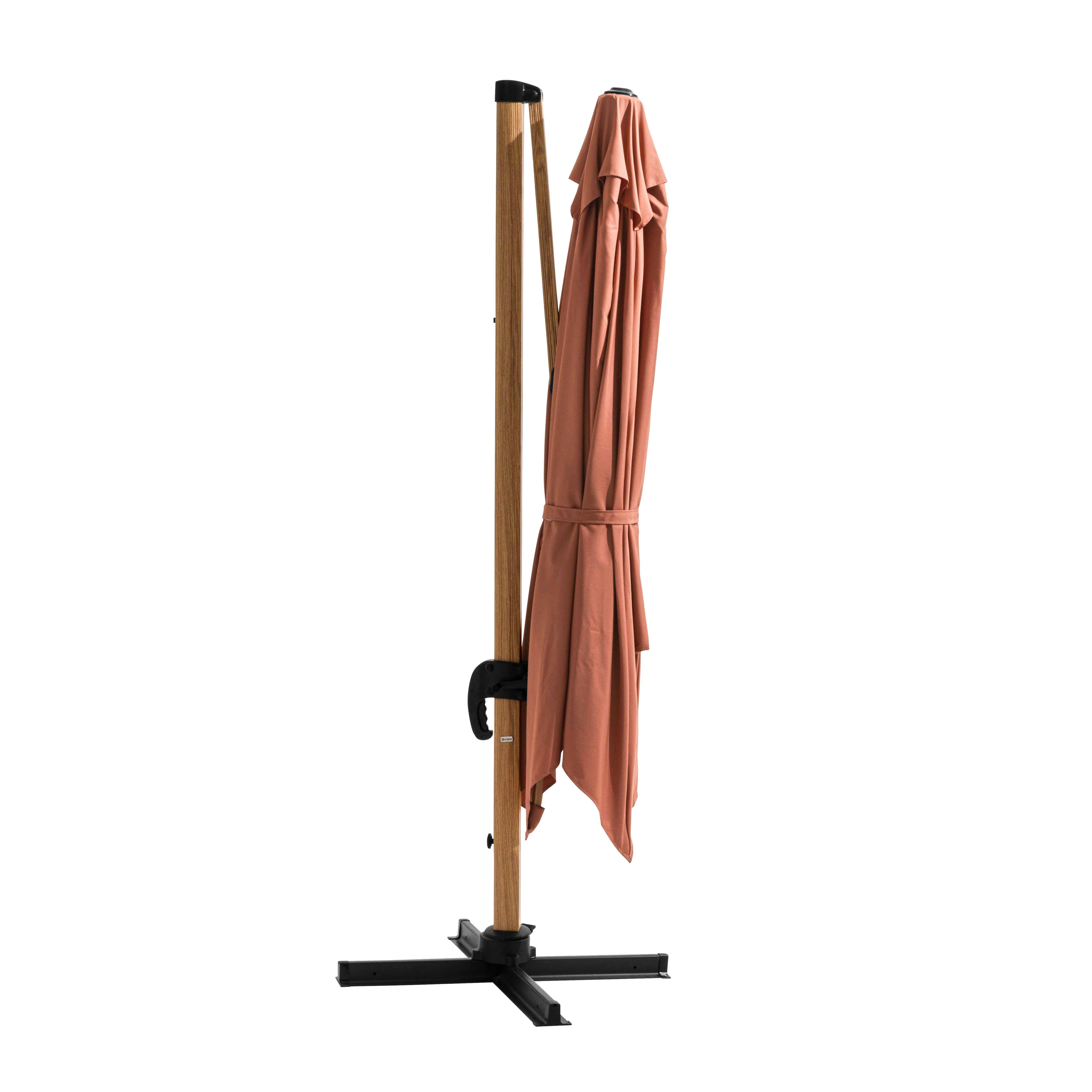 Oviala - Parasol déporté carré 3x3m effet bois argile Brescia - Oviala - Image 4