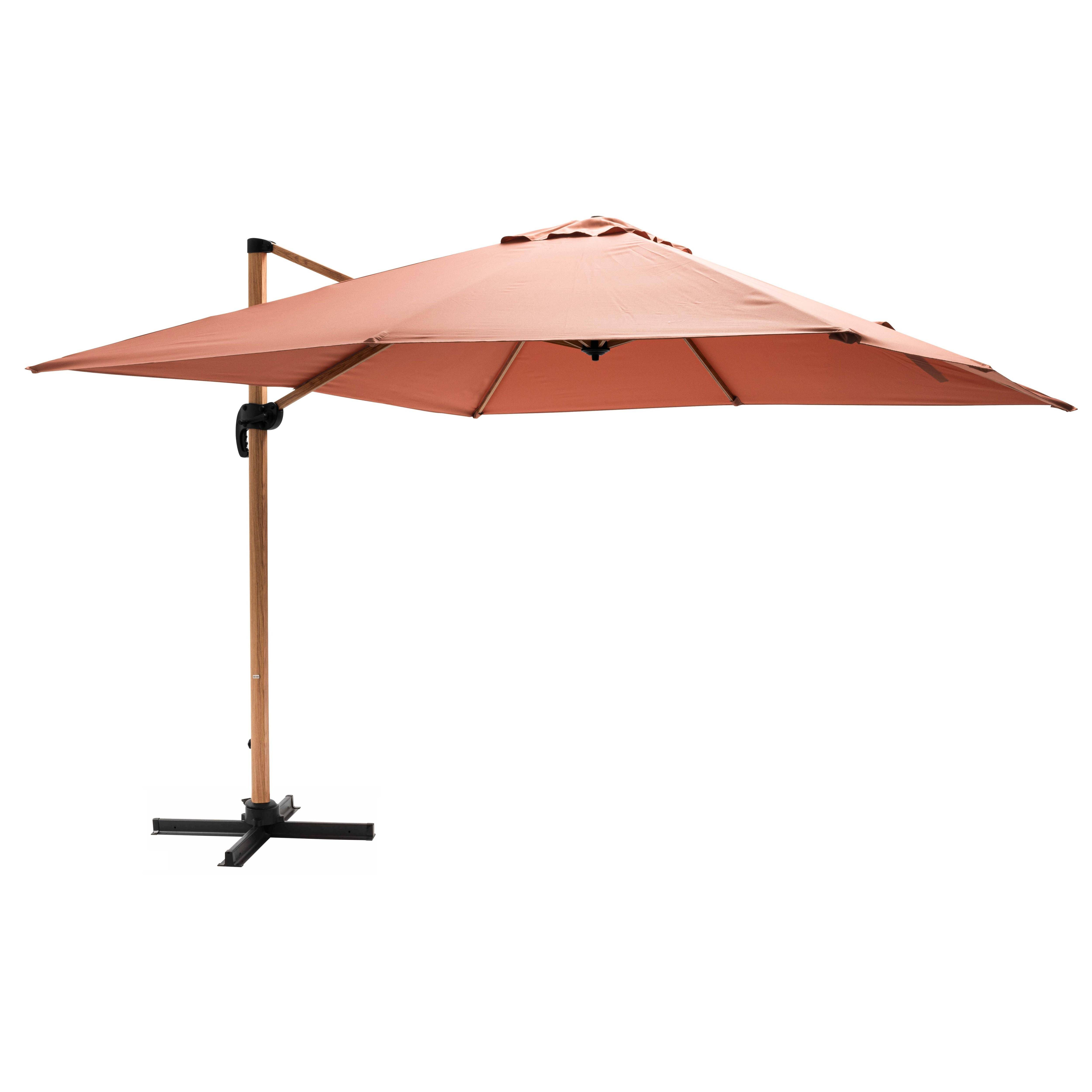 Oviala - Parasol déporté carré 3x3m effet bois argile Brescia - Oviala - Image 1
