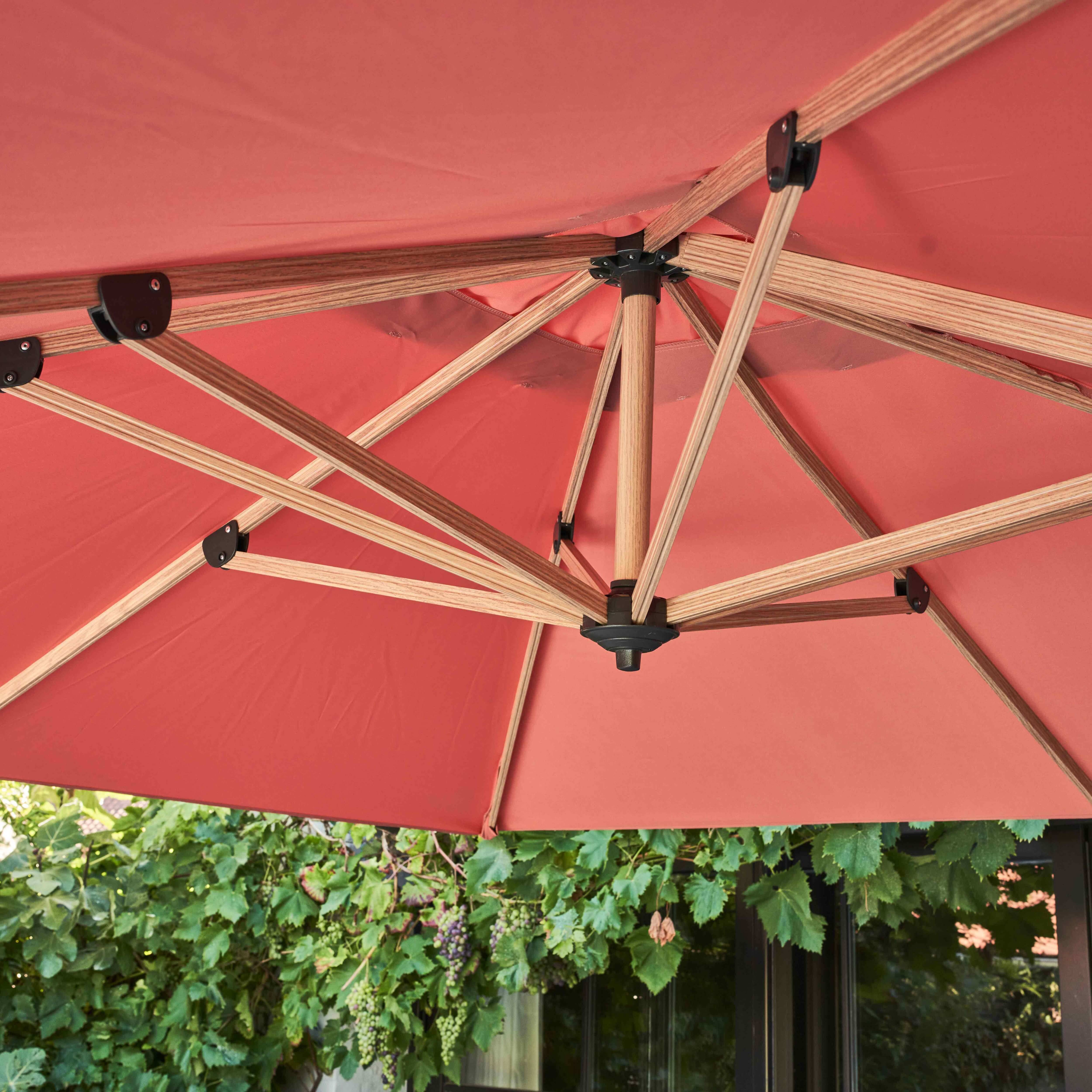 Oviala - Parasol déporté carré 3x3m effet bois argile Brescia - Oviala - Image 6