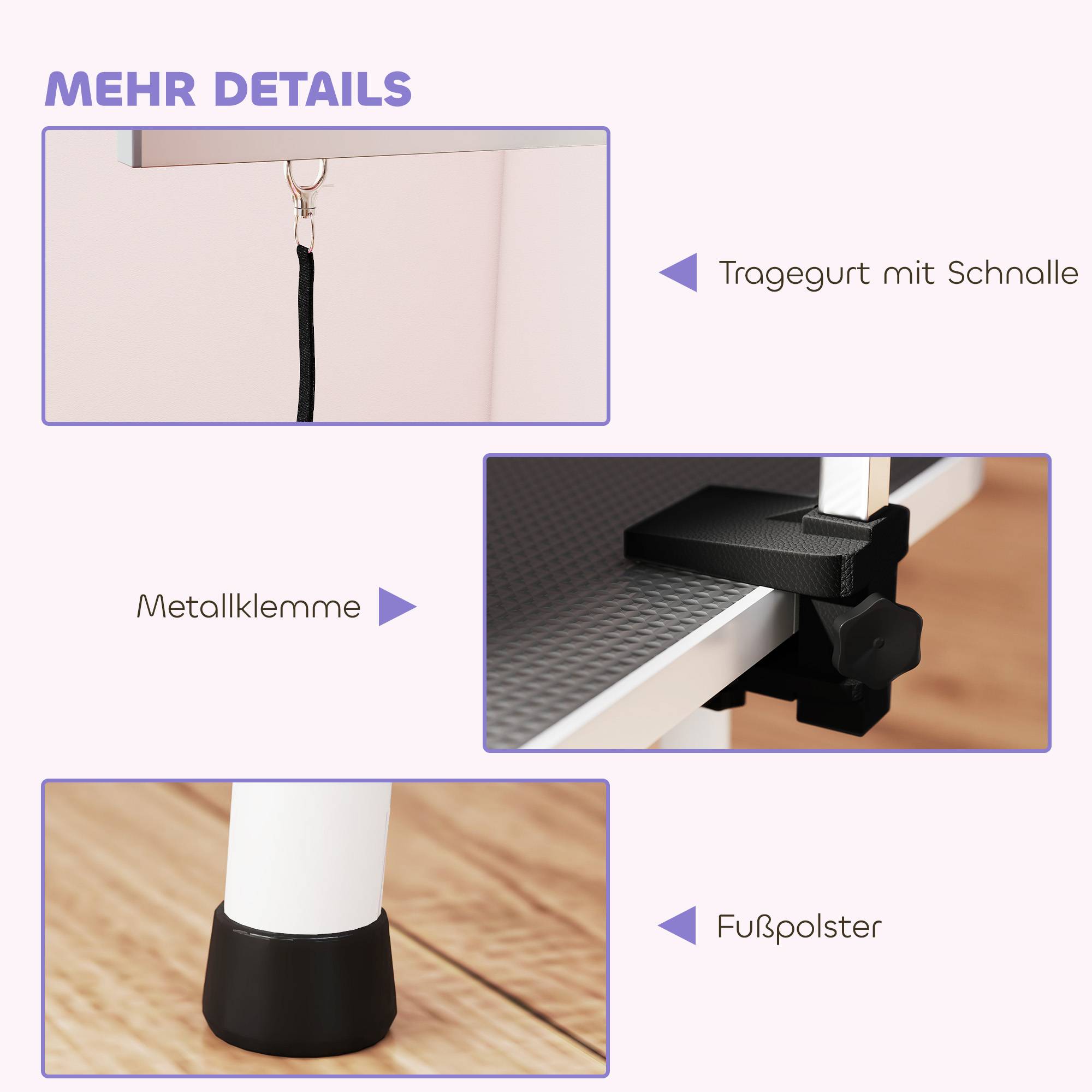 ComfortXL - Table de toilettage pour chien acier inoxydable 81 x 48,5 x 80 cm noire pliable avec surface antidérapante - Image 8