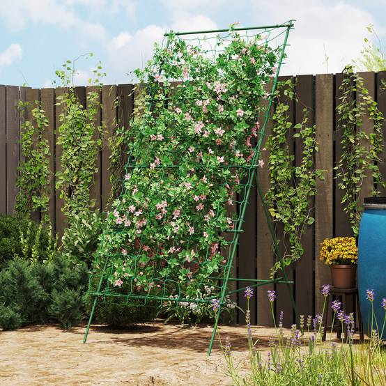 Treillage en acier pour plantes grimpantes, forme A, vert, 101 x 133 x 227 cm - PANGIVO - Image 2