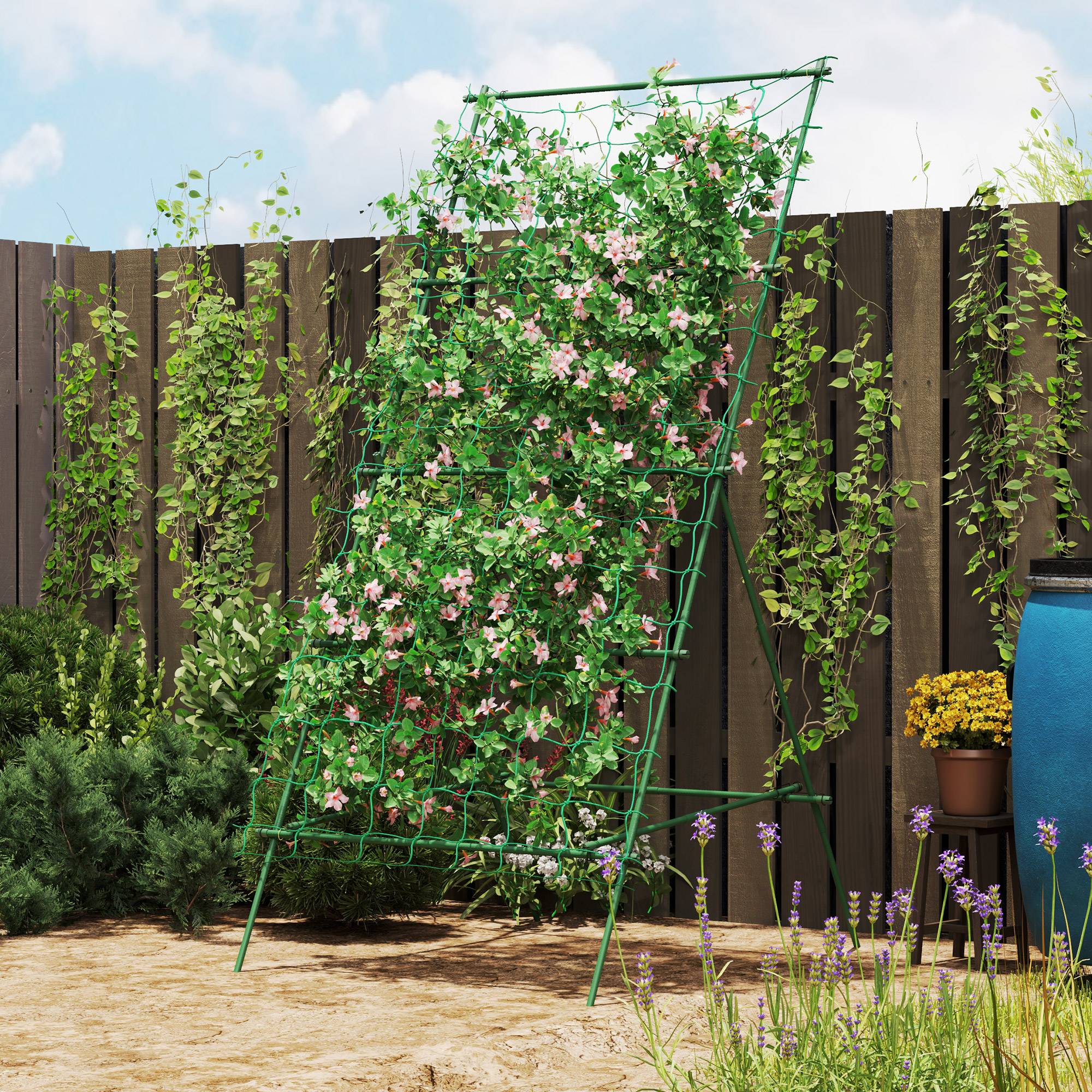 Treillage en acier pour plantes grimpantes, forme A, vert, 101 x 133 x 227 cm - PANGIVO - Image 2