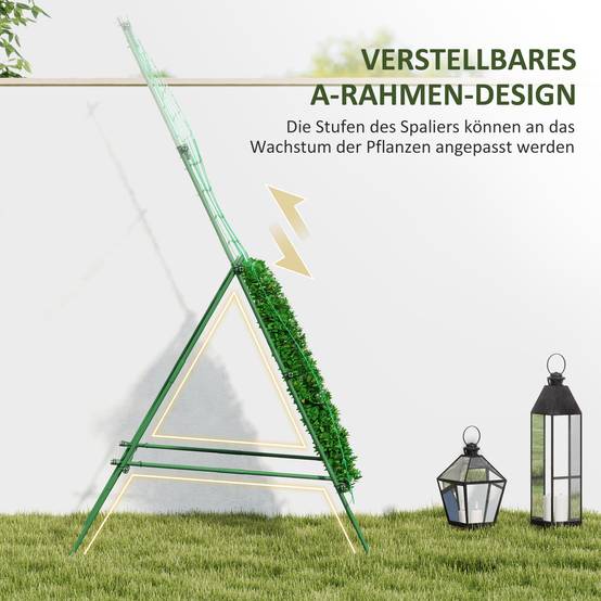 Treillage en acier pour plantes grimpantes, forme A, vert, 101 x 133 x 227 cm - PANGIVO - Image 4