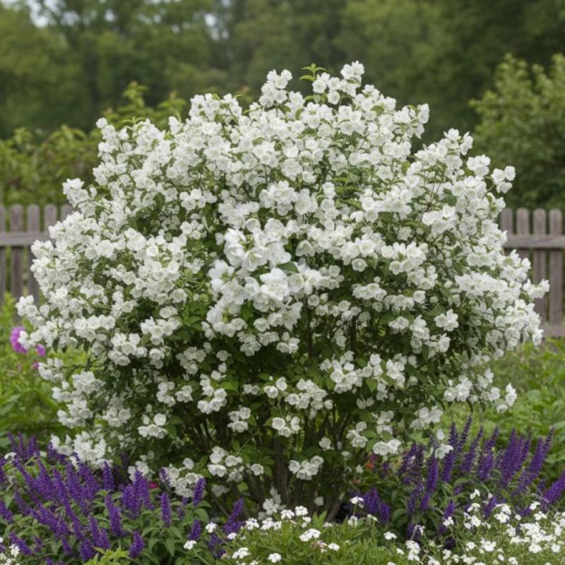Seringat des jardins Mrs El Robinson, Philadelphus à fleurs Blanche/ - feuillage Caduc - Pot de 3L - 60/80 cm - Image 4