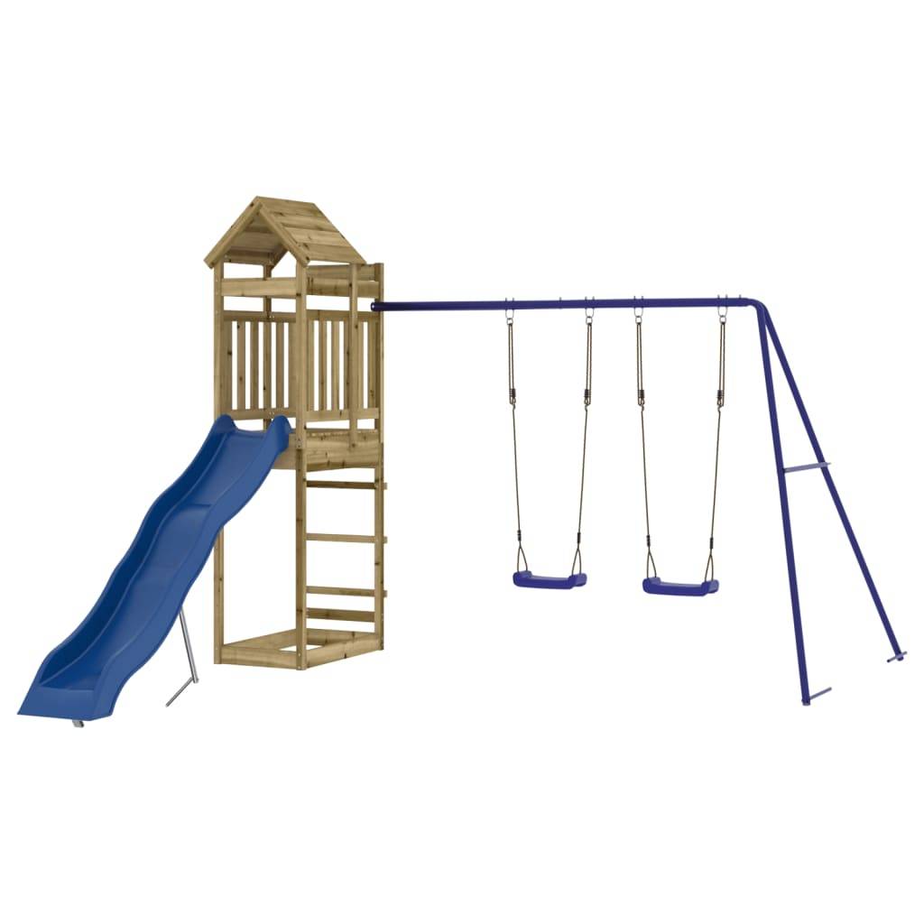 Helloshop26 - Aire de jeux d'extérieur balançoires toboggan portiques robuste jeux jardin 320 x 349 x 238 cm bois de pin imprégné - Image 3