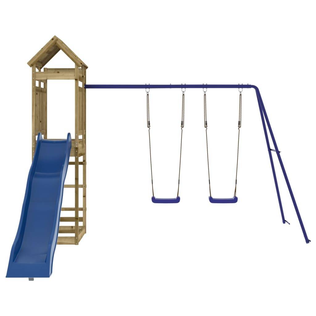 Helloshop26 - Aire de jeux d'extérieur balançoires toboggan portiques robuste jeux jardin 320 x 349 x 238 cm bois de pin imprégné - Image 2