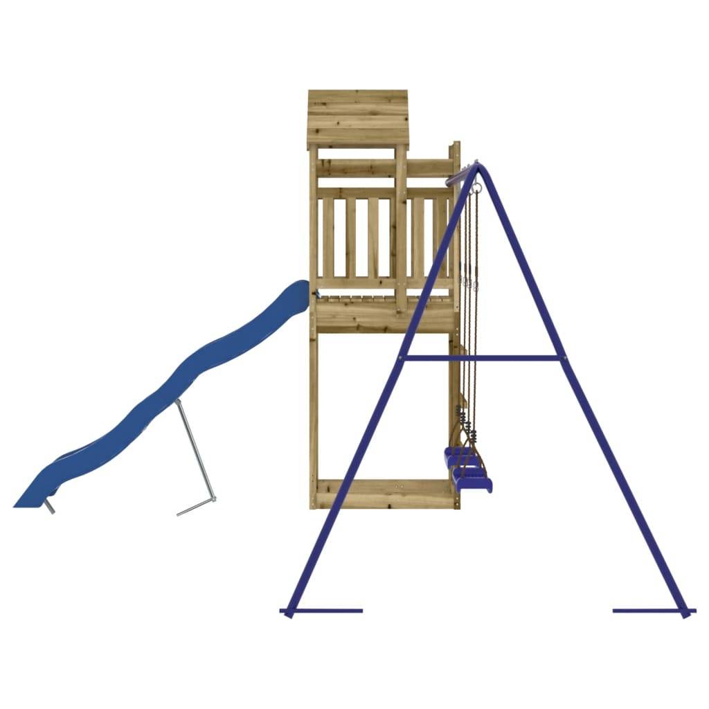 Helloshop26 - Aire de jeux d'extérieur balançoires toboggan portiques robuste jeux jardin 320 x 349 x 238 cm bois de pin imprégné - Image 4