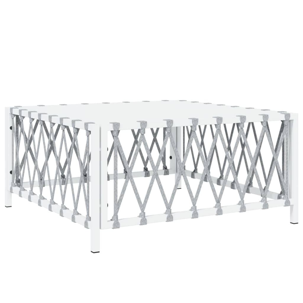 Helloshop26 - Salon de jardin meuble d'extérieur ensemble de mobilier avec coussins 11 pièces blanc acier - Image 4