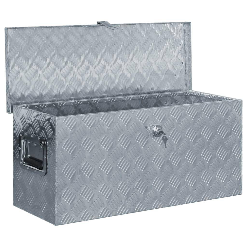 Helloshop26 - Boîte en aluminium argenté outils coffre de rangement caisse à outils 80 x 30 x 35 cm argenté - Image 4