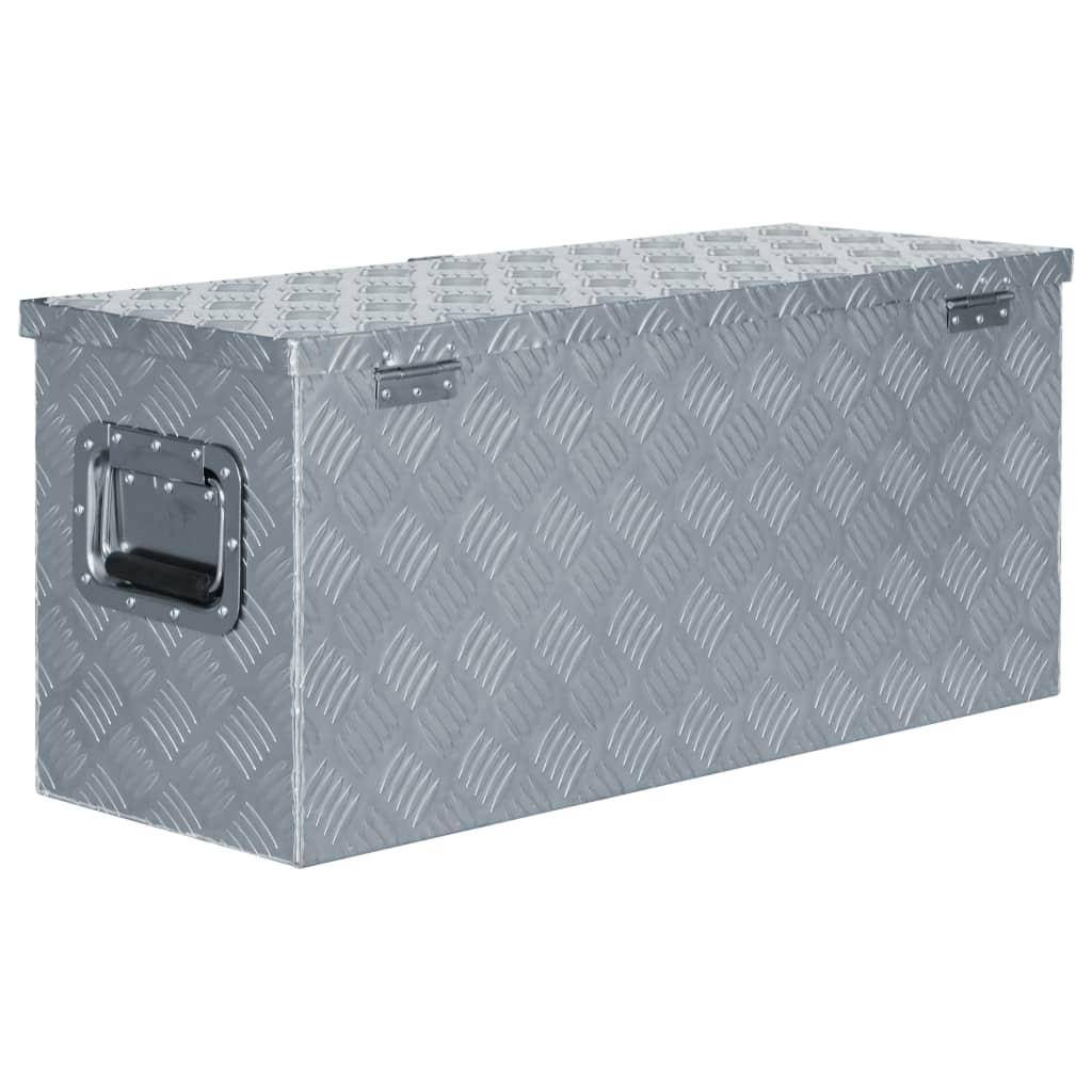 Helloshop26 - Boîte en aluminium argenté outils coffre de rangement caisse à outils 80 x 30 x 35 cm argenté - Image 3