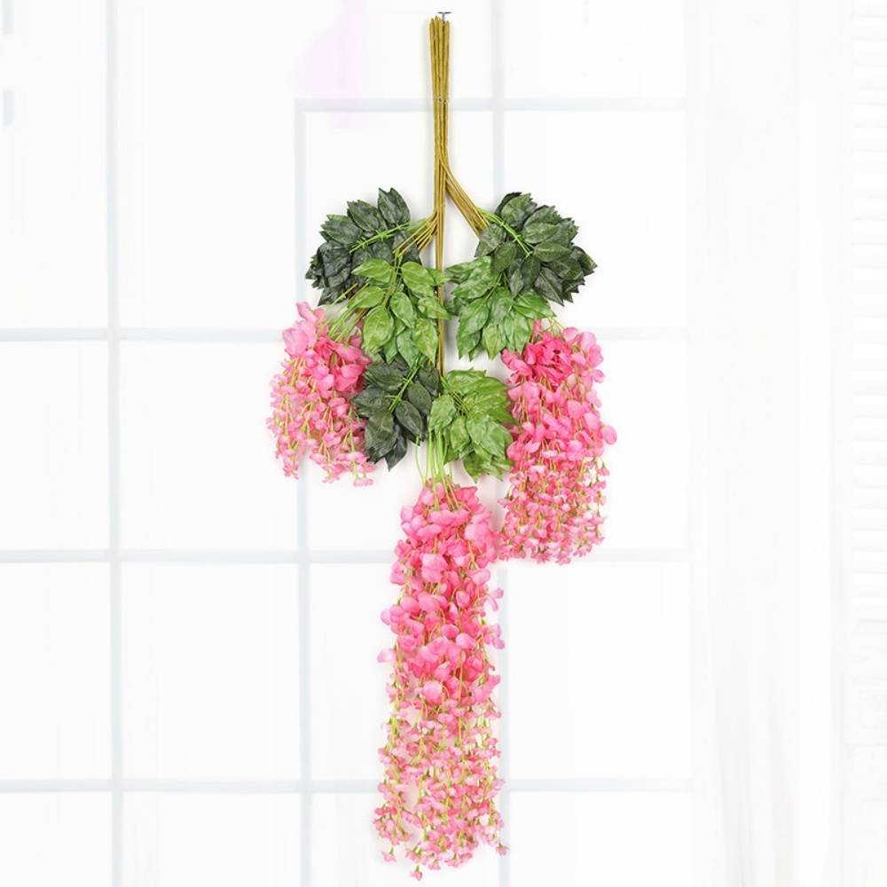 Lot de 12 Rotins de Glycine et Violet Artificiels Rose - Décoration Plafond Mariage Élégante - Lytech - Image 3