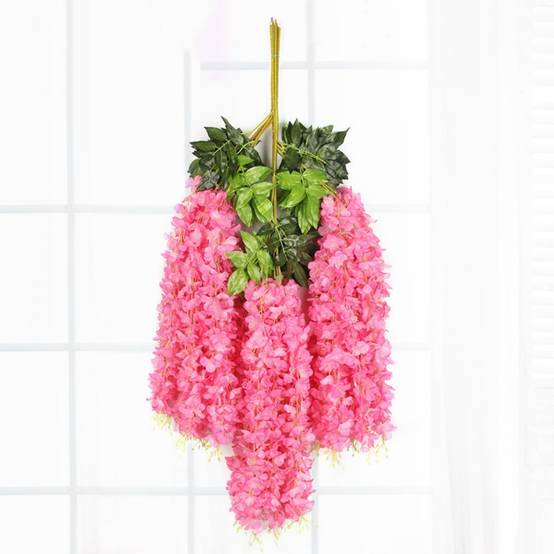Lot de 12 Rotins de Glycine et Violet Artificiels Rose - Décoration Plafond Mariage Élégante - Lytech - Image 2