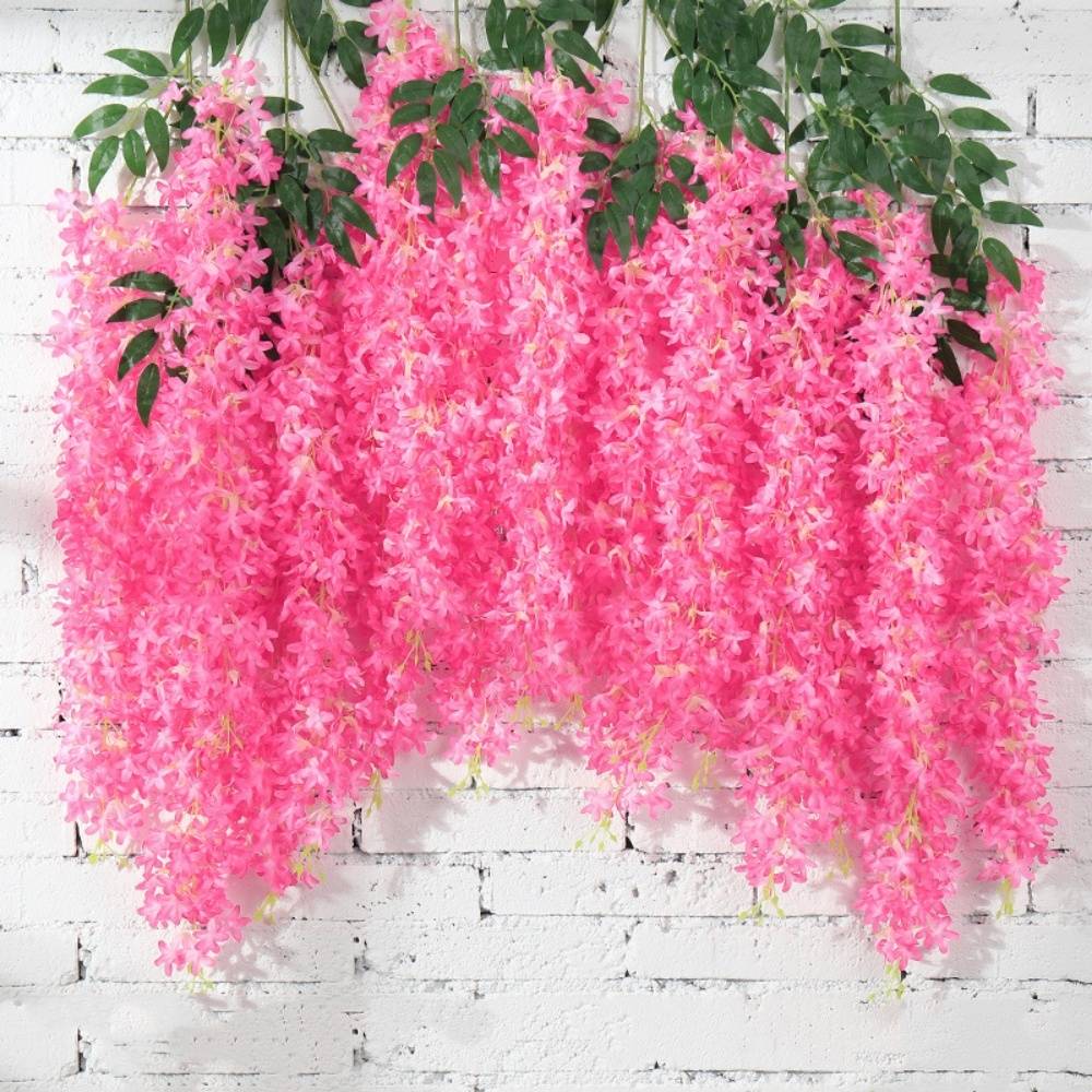 Lot de 12 Rotins de Glycine et Violet Artificiels Rose - Décoration Plafond Mariage Élégante - Lytech - Image 1