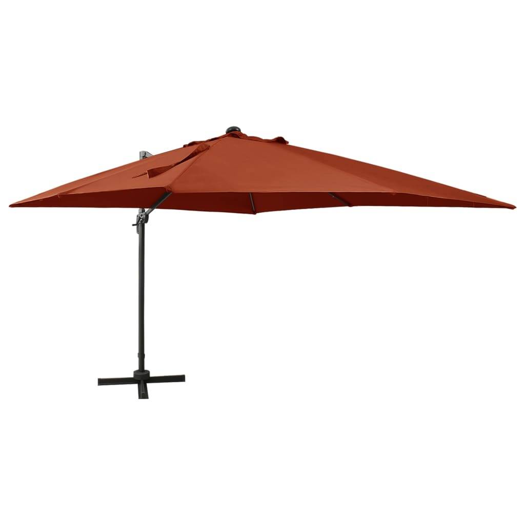 Helloshop26 - Parasol meuble de jardin déporté avec mât et lumières led 300 cm terre cuite - Image 1