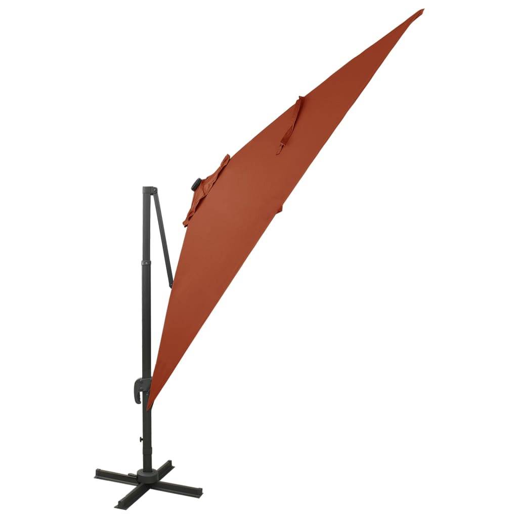 Helloshop26 - Parasol meuble de jardin déporté avec mât et lumières led 300 cm terre cuite - Image 2