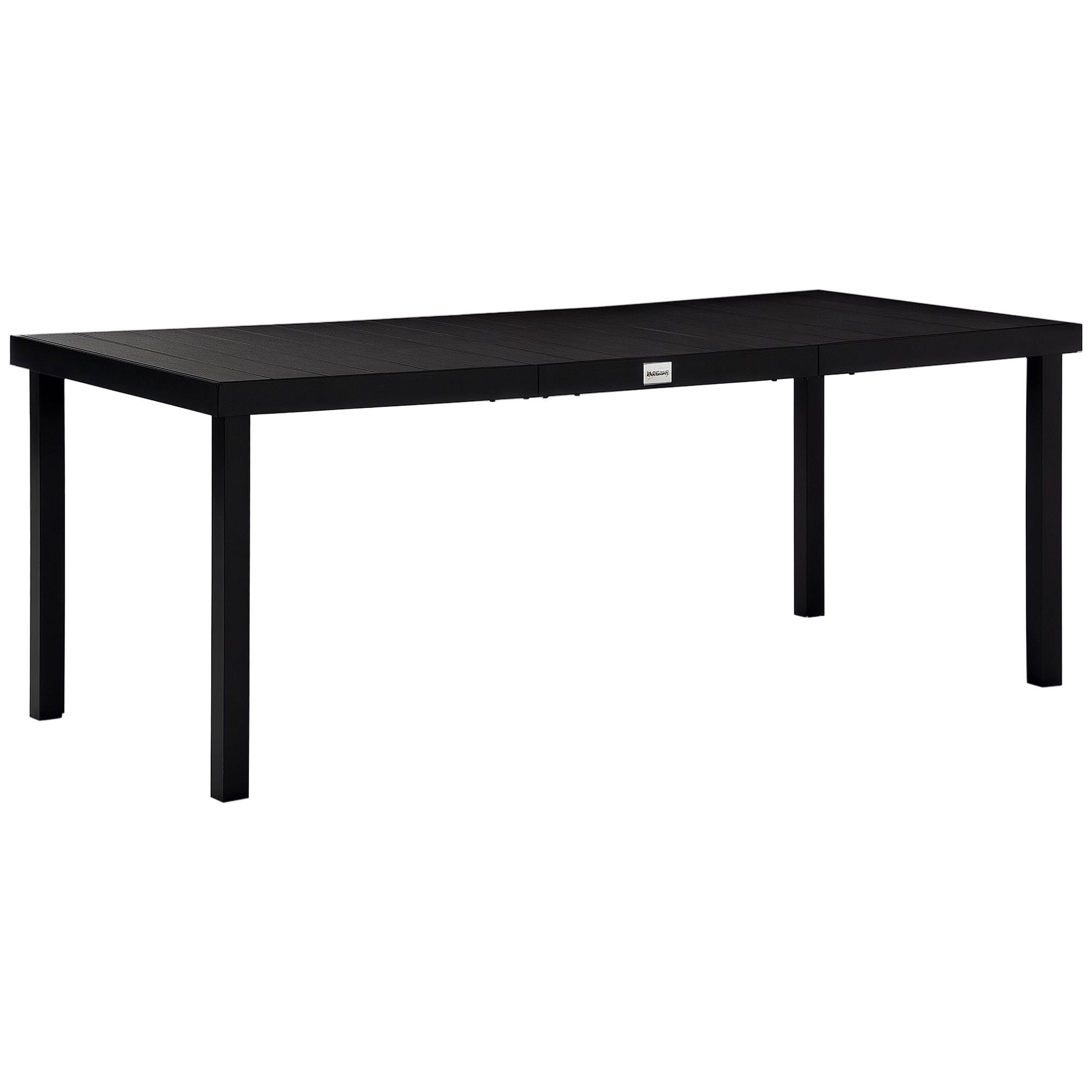 Table de jardin 190 x 90 x 74 cm avec plateau à lattes et structure en aluminium, pour terrasse ou balcon, noire. - Image 1