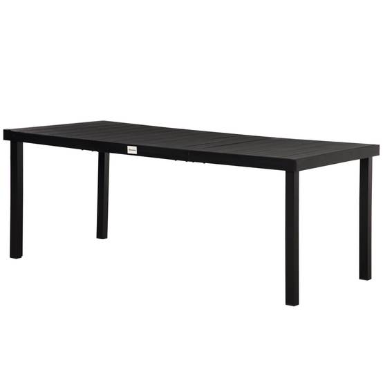 Table de jardin 190 x 90 x 74 cm avec plateau à lattes et structure en aluminium, pour terrasse ou balcon, noire. - Image 2