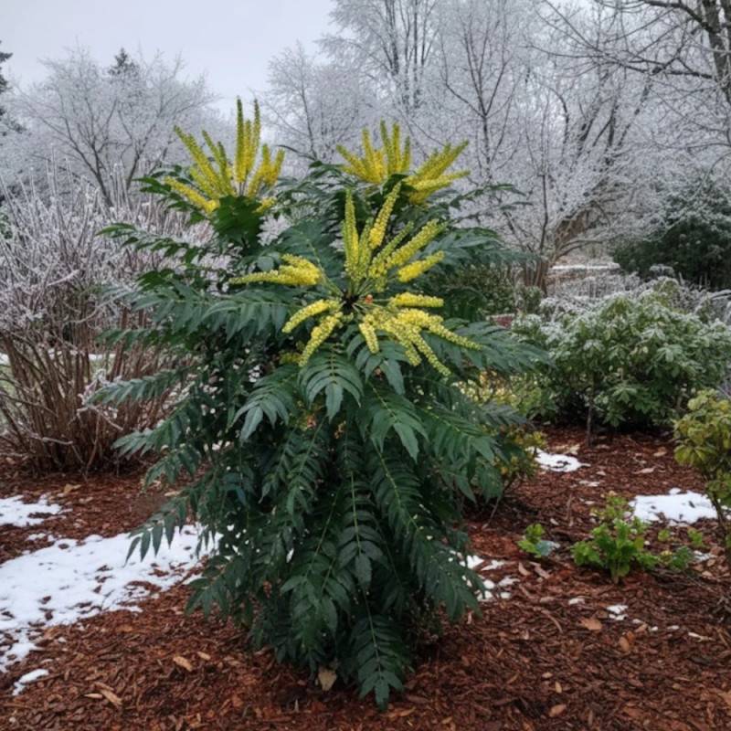 Mahonia Charity à fleurs Jaune - feuillage Persistant - Pot de 3L - 20/40 cm-  hauteur à maturité De 1,50 m à 2,00 m - Image 3