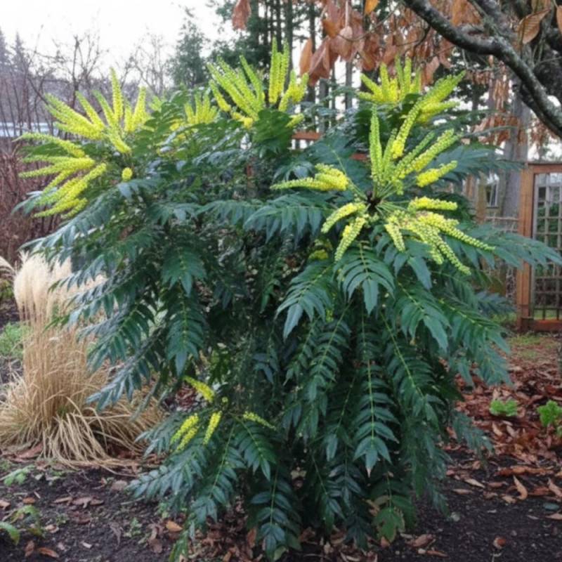 Mahonia Charity à fleurs Jaune - feuillage Persistant - Pot de 3L - 20/40 cm-  hauteur à maturité De 1,50 m à 2,00 m - Image 4