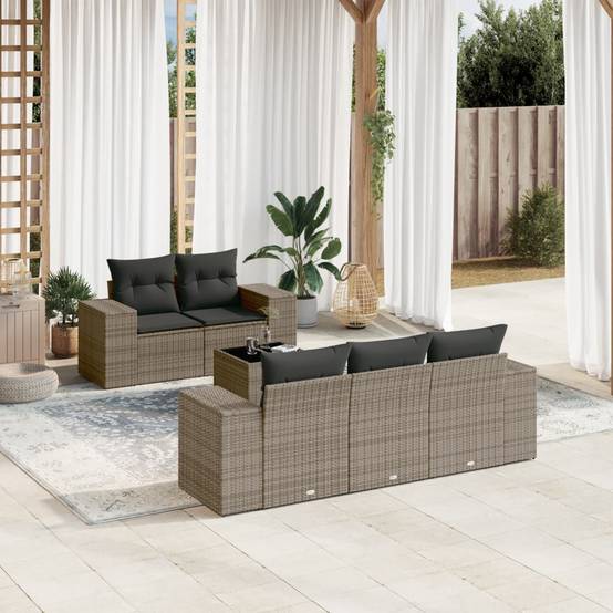 ComfortXL - Salon de jardin bas 5 places avec table design en résine tressée Gris Anthracite – ComfortXL Outdoor Living - Image 1