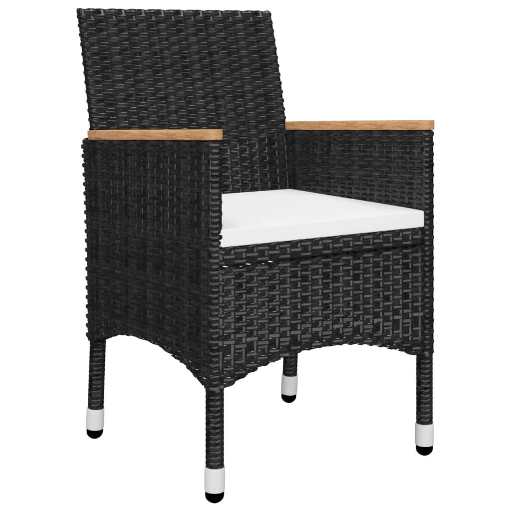 Helloshop26 - Ensemble de bistro jardin meuble extérieur terrasse 3 pièces résine tressée et verre trempé noir - Image 3
