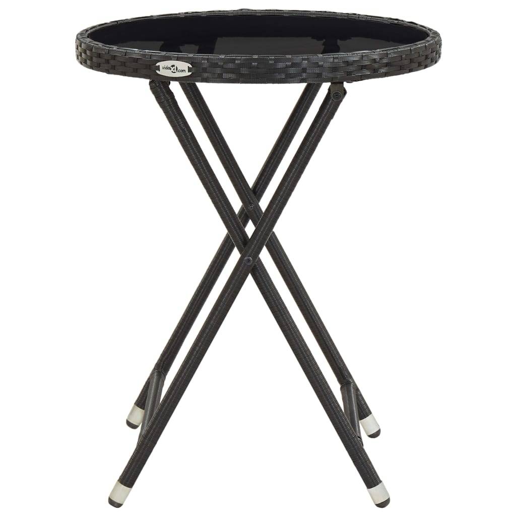 Helloshop26 - Ensemble de bistro jardin meuble extérieur terrasse 3 pièces résine tressée et verre trempé noir - Image 7