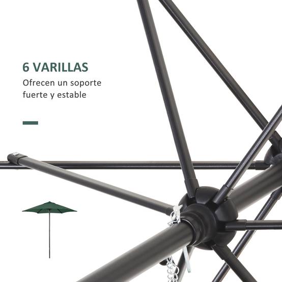 Parasol de terrasse avec mât en aluminium, toit ventilé et mât détachable, imperméable pour terrasse verte - Image 7