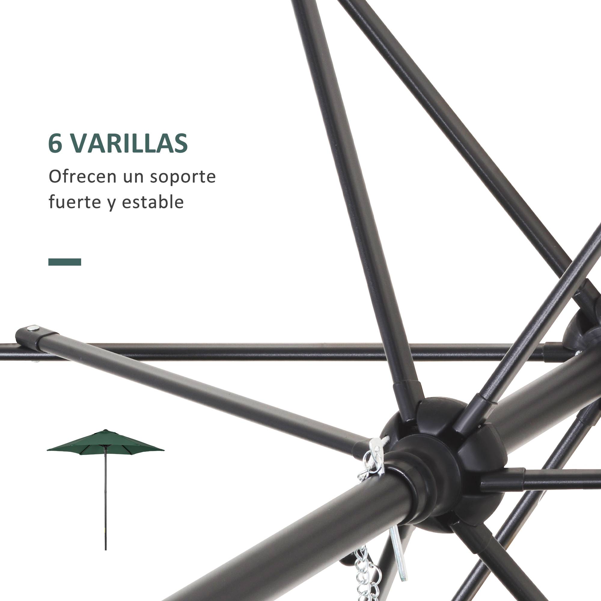 Parasol de terrasse avec mât en aluminium, toit ventilé et mât détachable, imperméable pour terrasse verte - Image 7