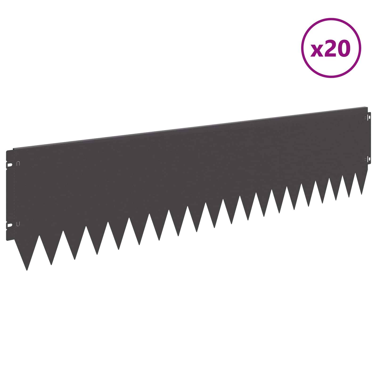 ComfortXL - Bordure pelouse acier séparation espaces délimitation parterres 20 pcs 103x25cm noir - ComfortXL Outdoor Living - Image 3