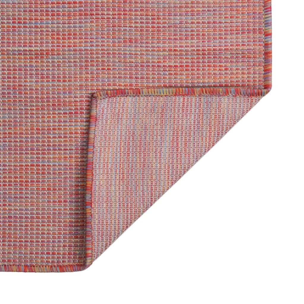 Tapis d'Extérieur Tissage Plat en Polypropylène Décoratif pour Balcon Jardin Rouge 120x170 cm – ComfortXL Outdoor Living - Image 2