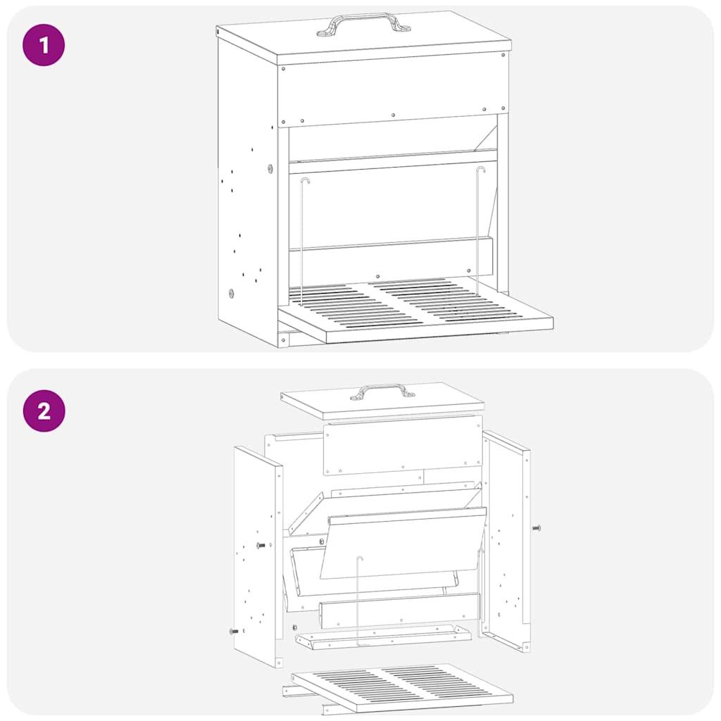 Distributeur Pédale Acier Galvanisé Poule 10kg Argent - ComfortXL Outdoor Living - Image 9