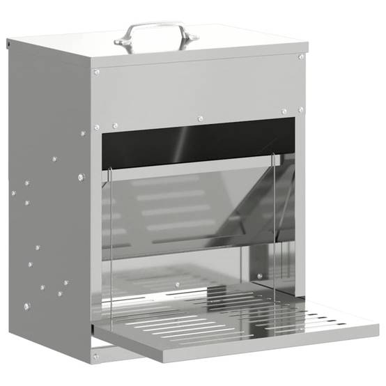 Distributeur Pédale Acier Galvanisé Poule 10kg Argent - ComfortXL Outdoor Living - Image 2