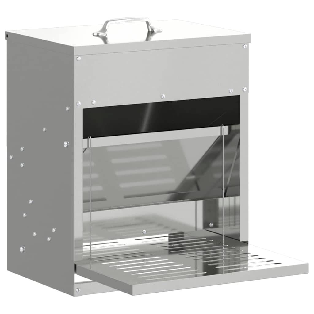 Distributeur Pédale Acier Galvanisé Poule 10kg Argent - ComfortXL Outdoor Living - Image 2