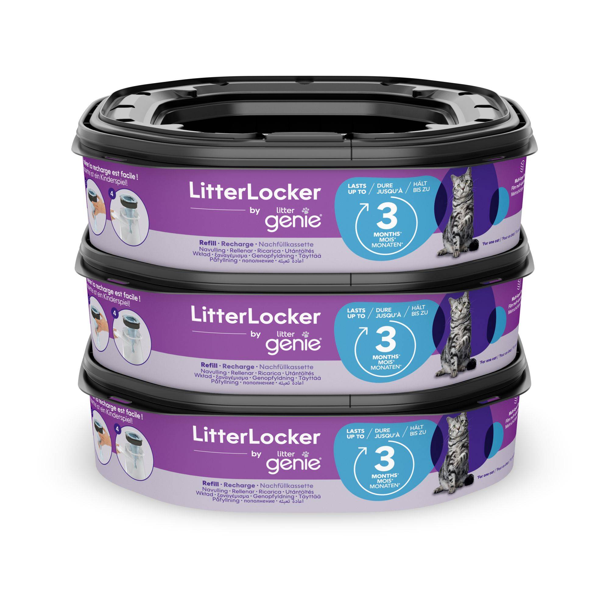 Lot de 3 recharges octogonales  Compatible avec la poubelle LitterLocker par Litter Genie et la poubelle Fashion - Image 1