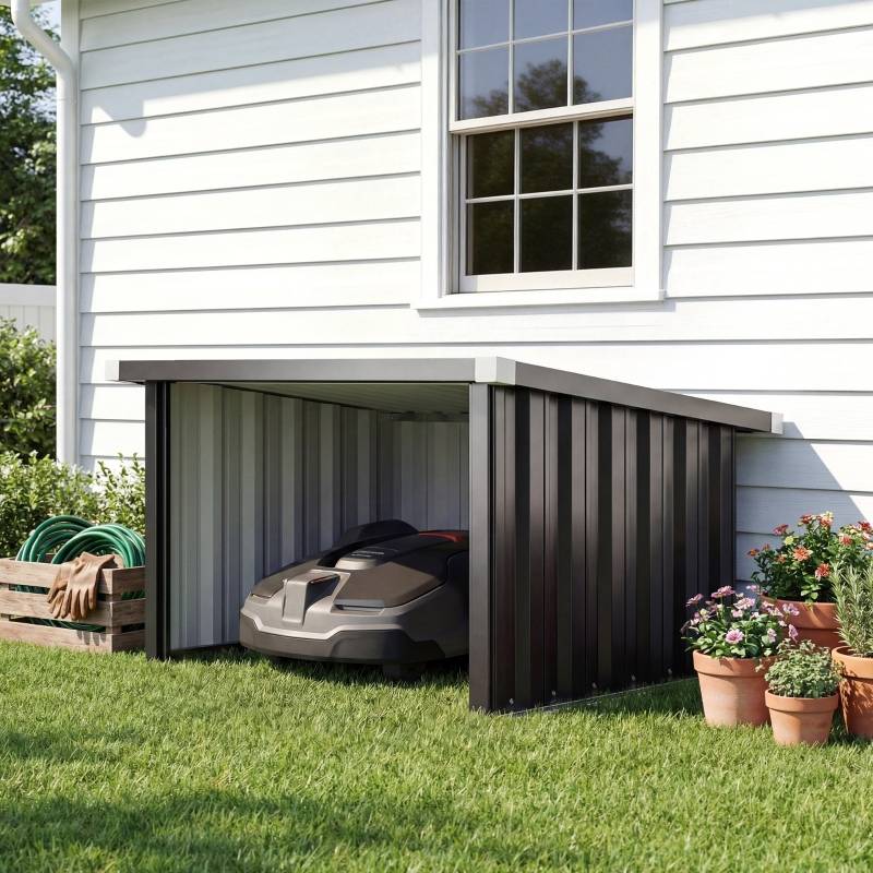 ComfortXL - Abri robot tondeuse acier galvanisé jardin protection intempéries 108x86x62cm gris foncé - ComfortXL Outdoor Living - Image 1