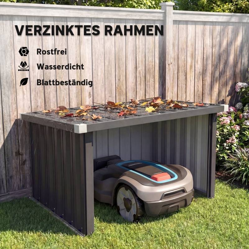 ComfortXL - Abri robot tondeuse acier galvanisé jardin protection intempéries 108x86x62cm gris foncé - ComfortXL Outdoor Living - Image 4