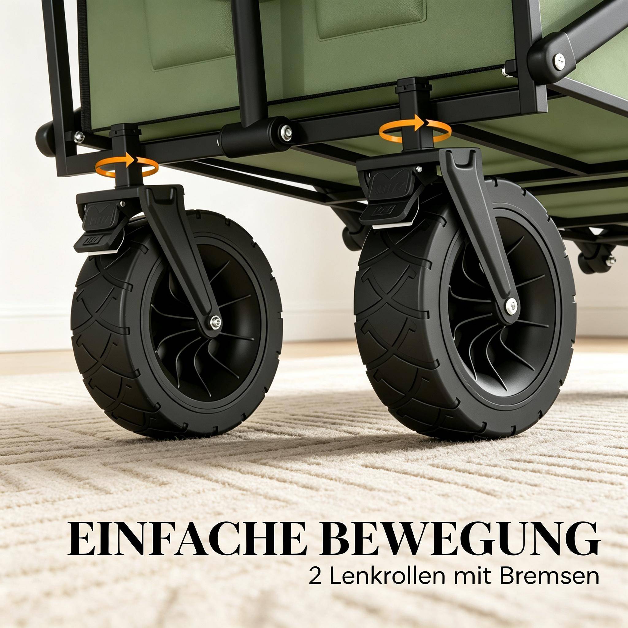 ComfortXL - Chariot de jardin pliable métal vert 130 L roues tout-terrain freins charge 250 kg - ComfortXL Outdoor Living - Image 2