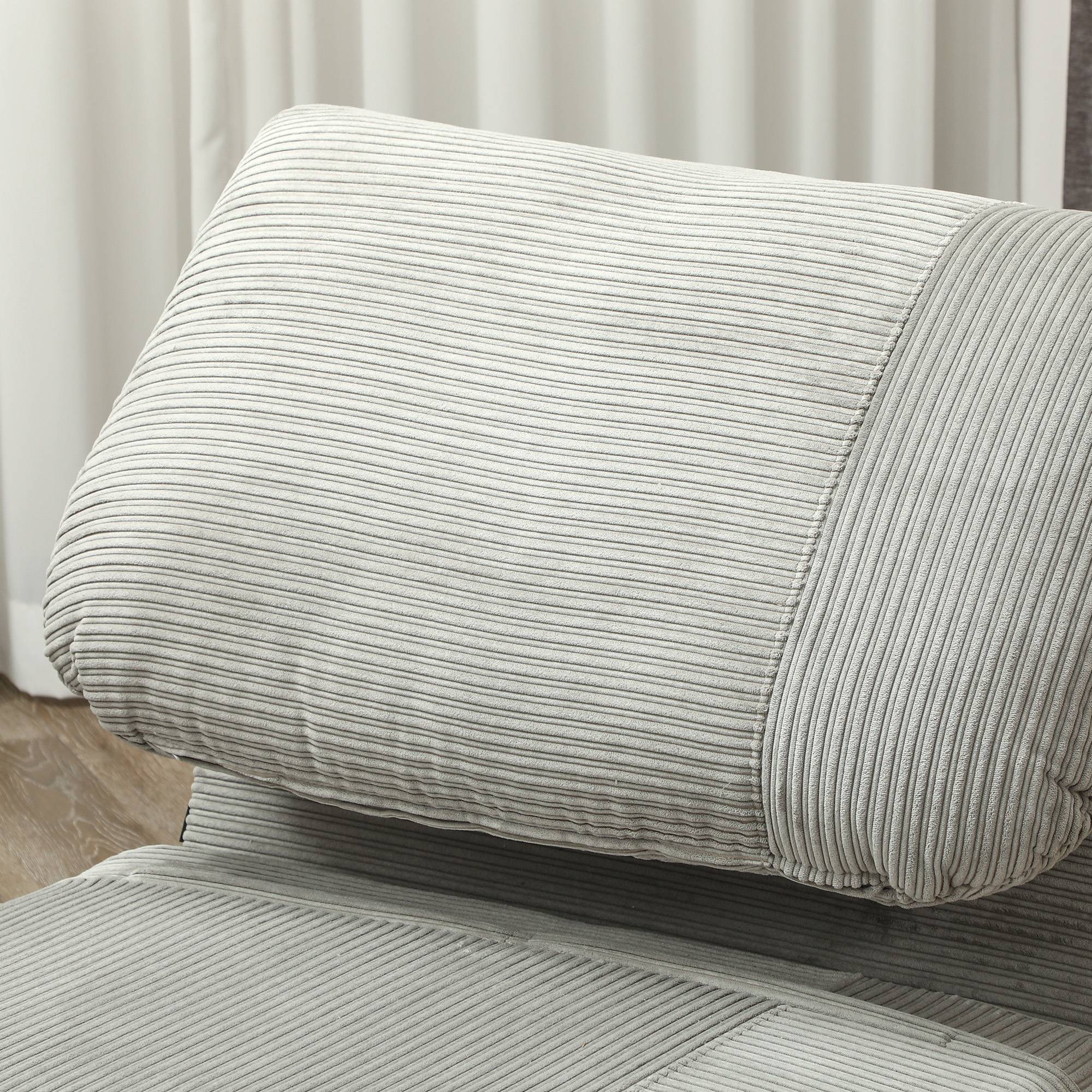 Fauteuil convertible 2 en 1 avec lit d'appoint, appui-tête réglable, aspect velours côtelé, 82 cm x 87 cm x 89 cm, gris - Image 10