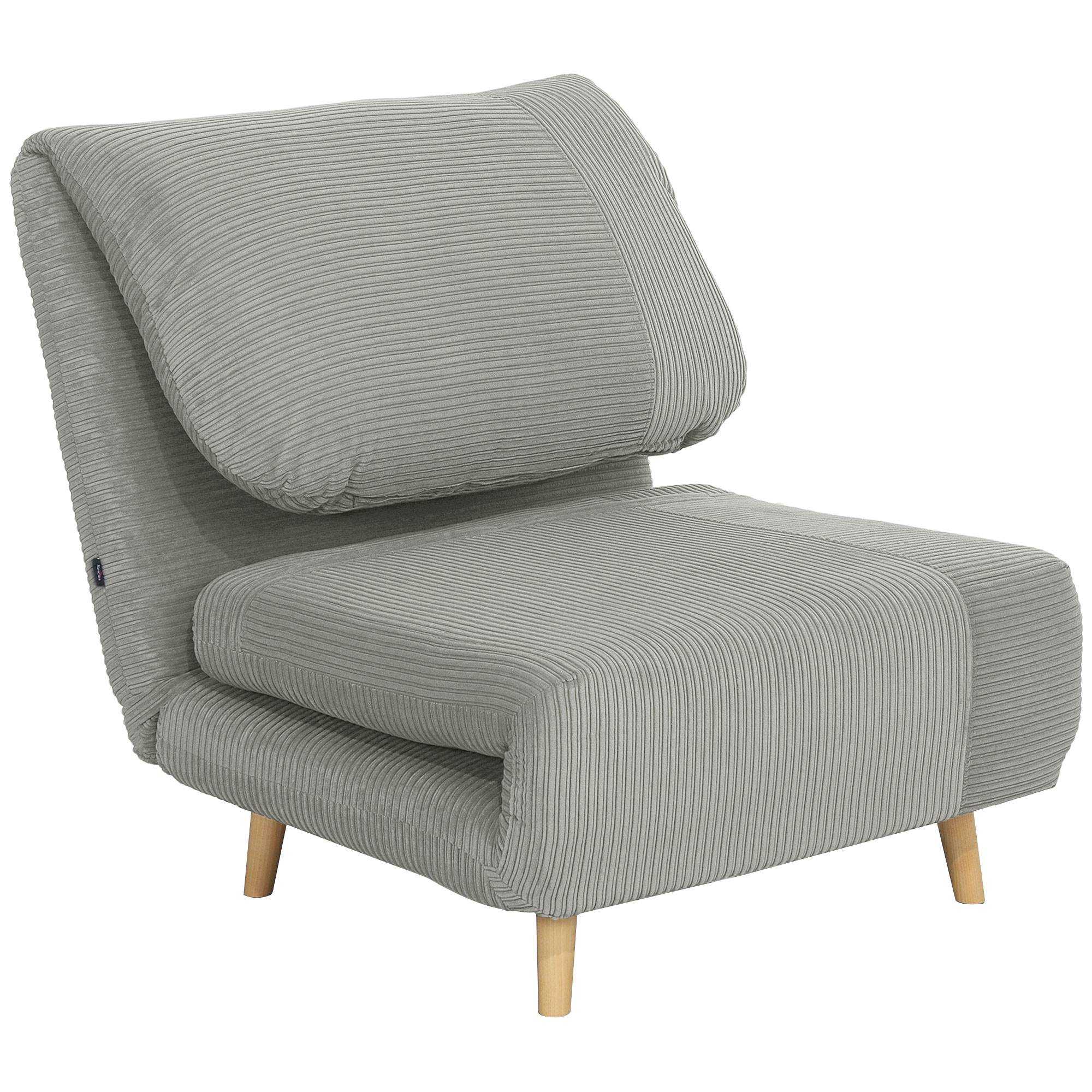 Fauteuil convertible 2 en 1 avec lit d'appoint, appui-tête réglable, aspect velours côtelé, 82 cm x 87 cm x 89 cm, gris - Image 1