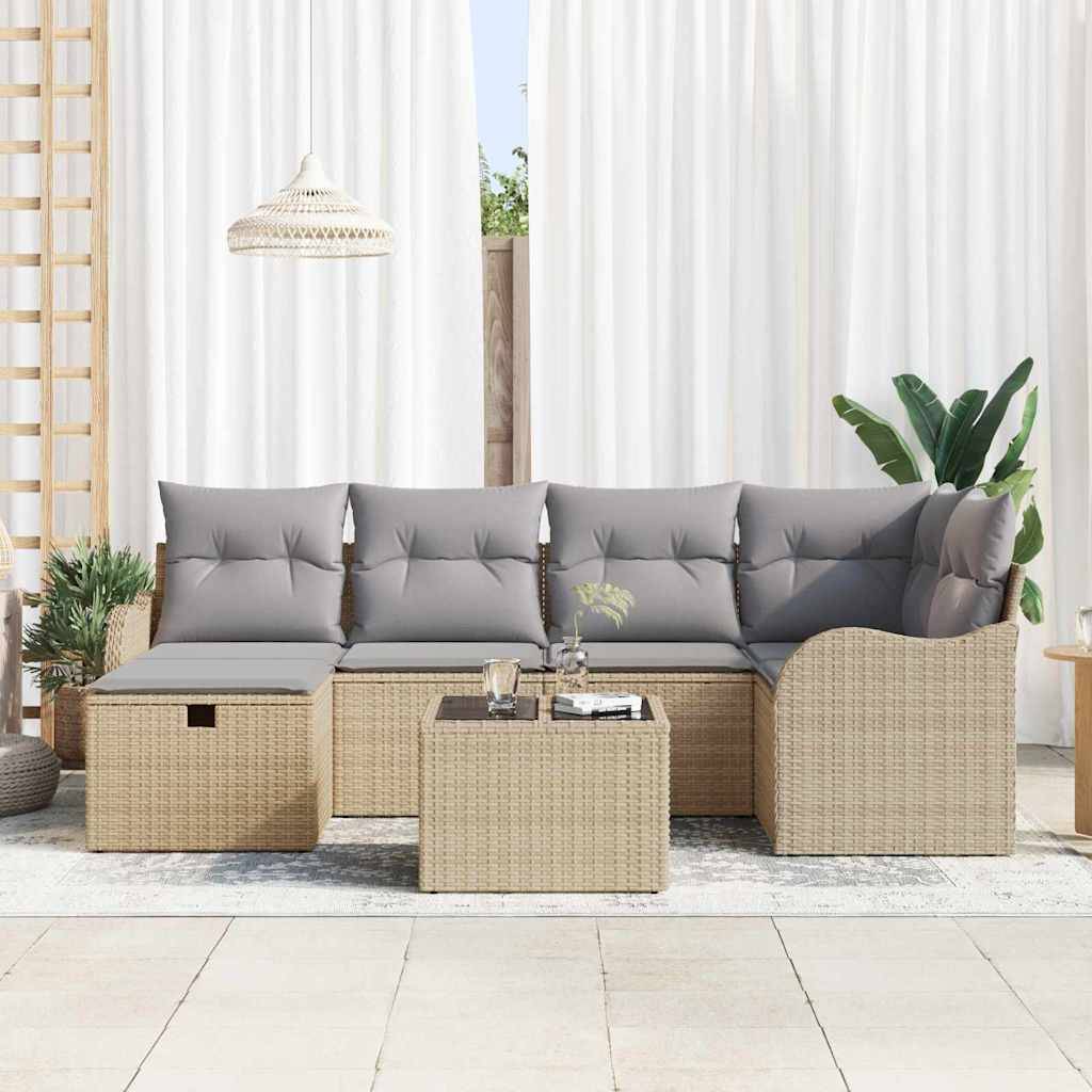 ComfortXL - Canapé Extérieur Modulable 7 pcs Polyrotin Chic avec Coussins Épais et Coffre de Rangement Beige Gris – ComfortXL Outdoor Living - Image 3