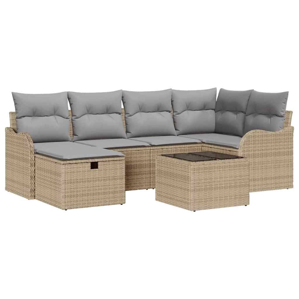 ComfortXL - Canapé Extérieur Modulable 7 pcs Polyrotin Chic avec Coussins Épais et Coffre de Rangement Beige Gris – ComfortXL Outdoor Living - Image 2