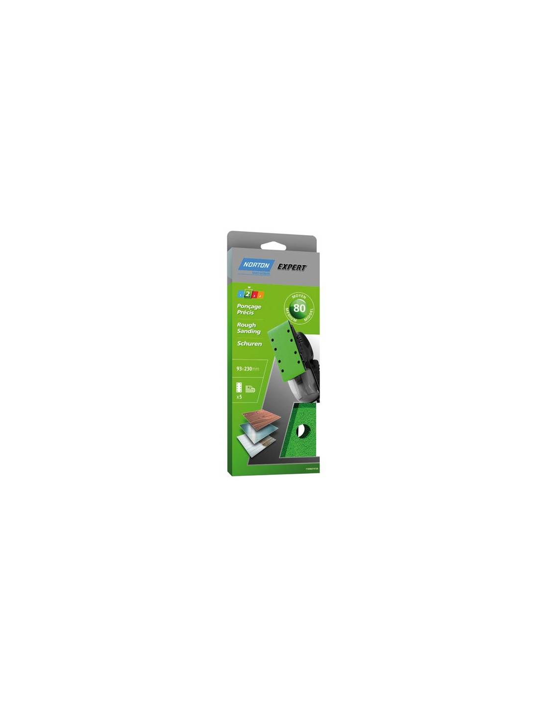 Norton - Patin Expert Trous Parallèles 93x230 Grain 80 X 5 Pièces - Norton - Image 1