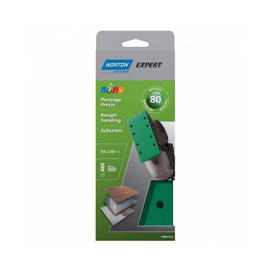 Norton - Patin Expert Trous Parallèles 93x230 Grain 80 X 5 Pièces - Norton - Image 2