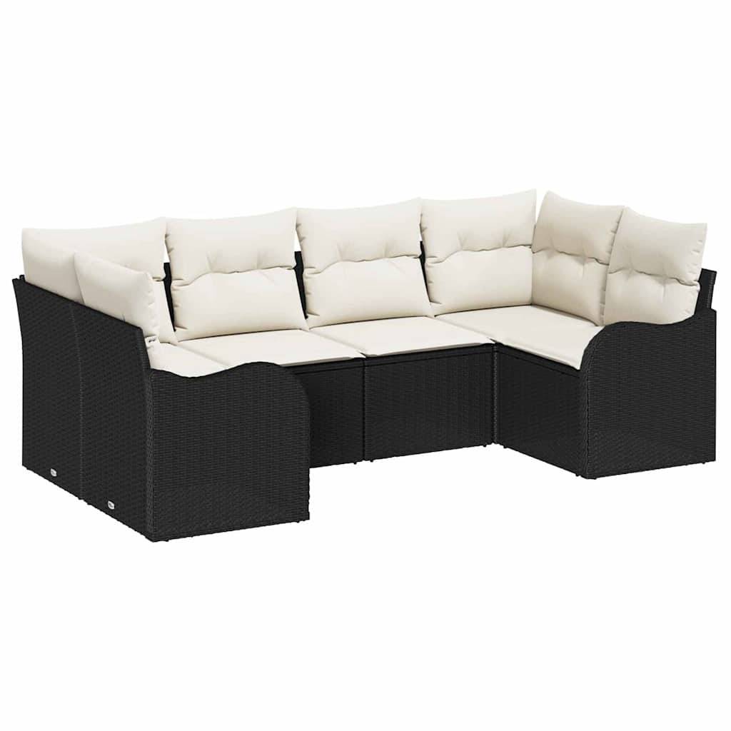 Salon de Jardin 6 Places en Poly Rotin Tissé Modulable pour Extérieur Noir – ComfortXL Outdoor Living - Image 2