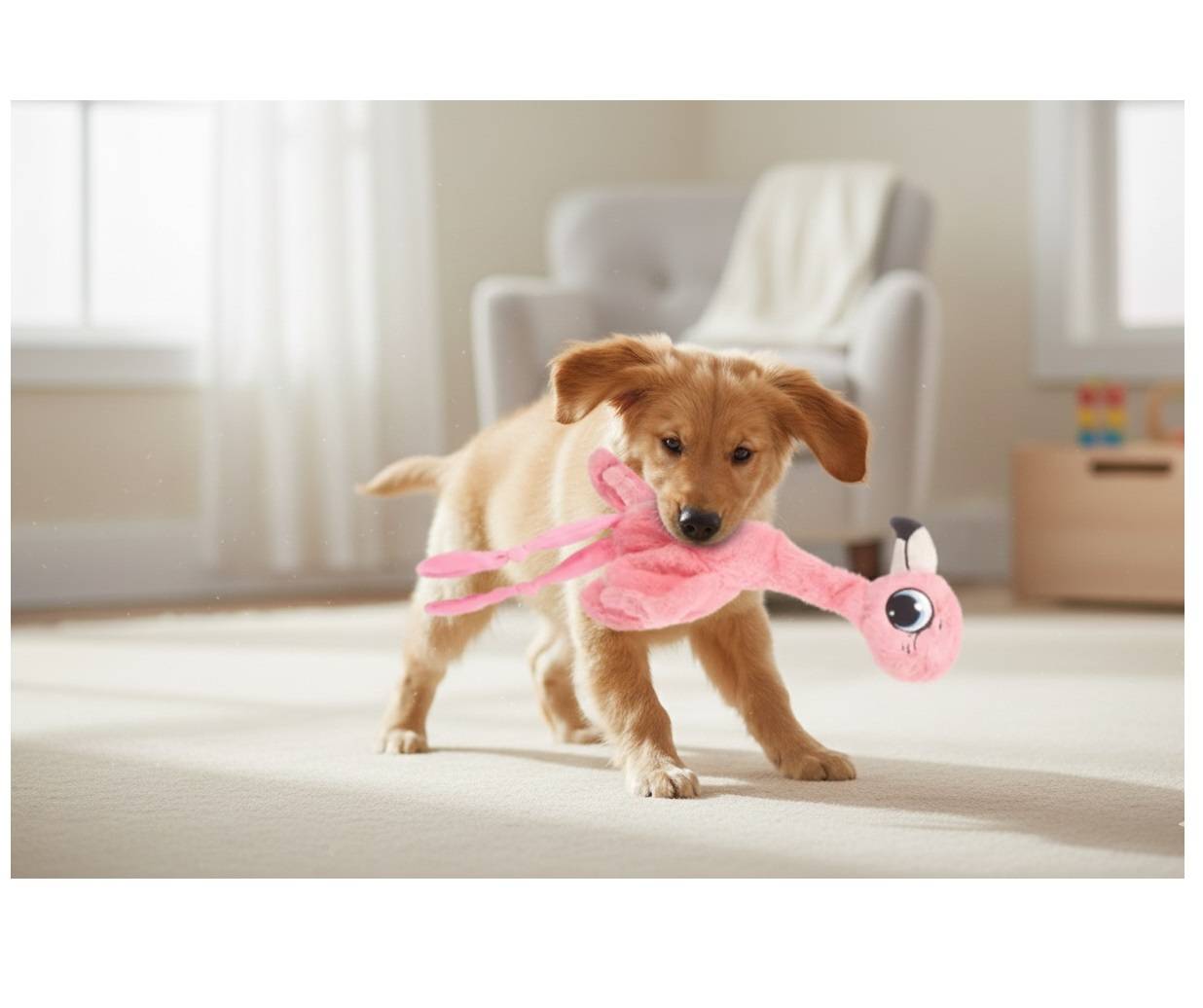 Eden - Peluche Flamant rose grand yeux pour chien - Image 5