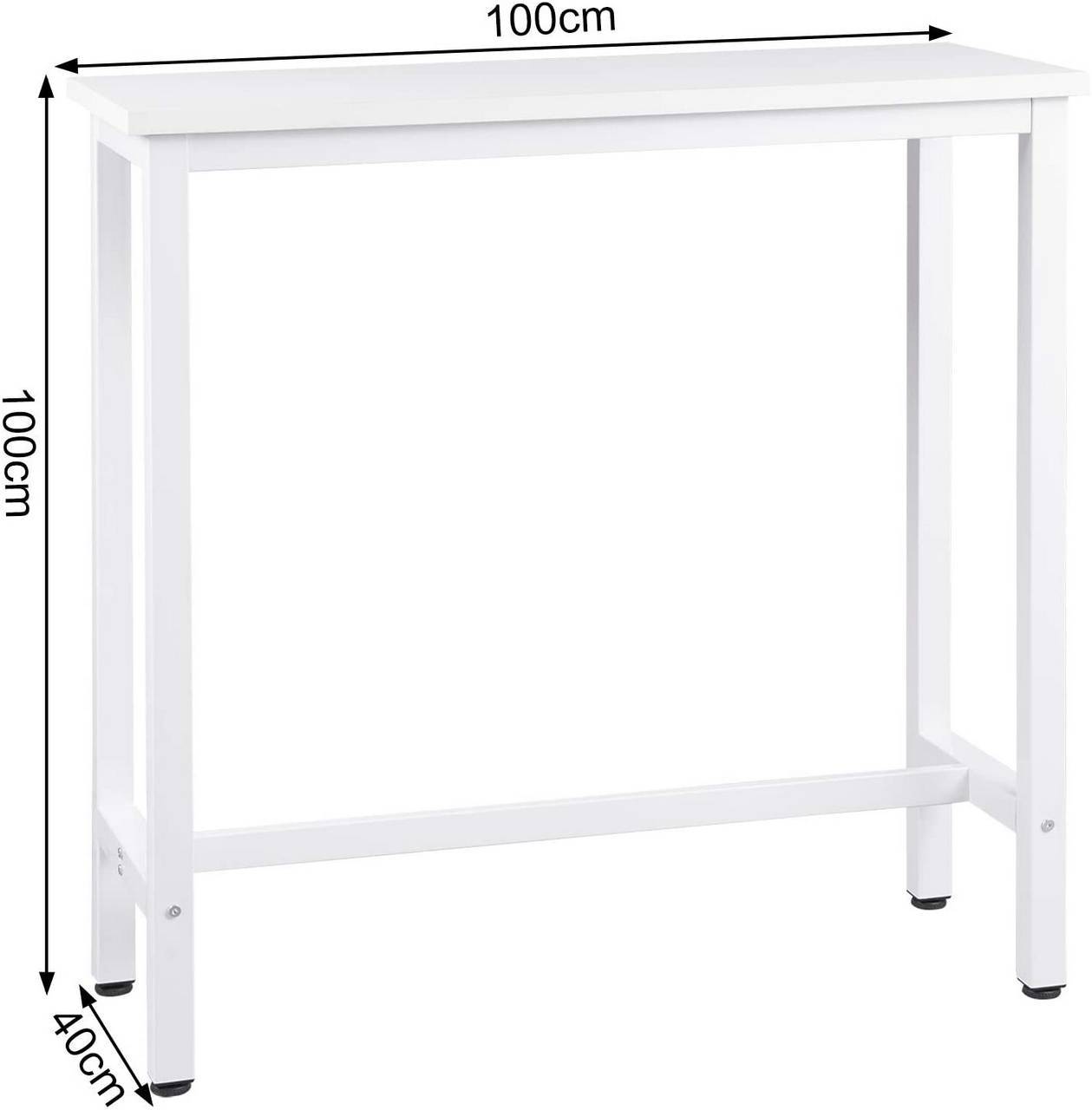 Helloshop26 - Table de bar table de bistrot structure en métal plateau en aggloméré table haute table à manger 100 cm blanc - Image 2