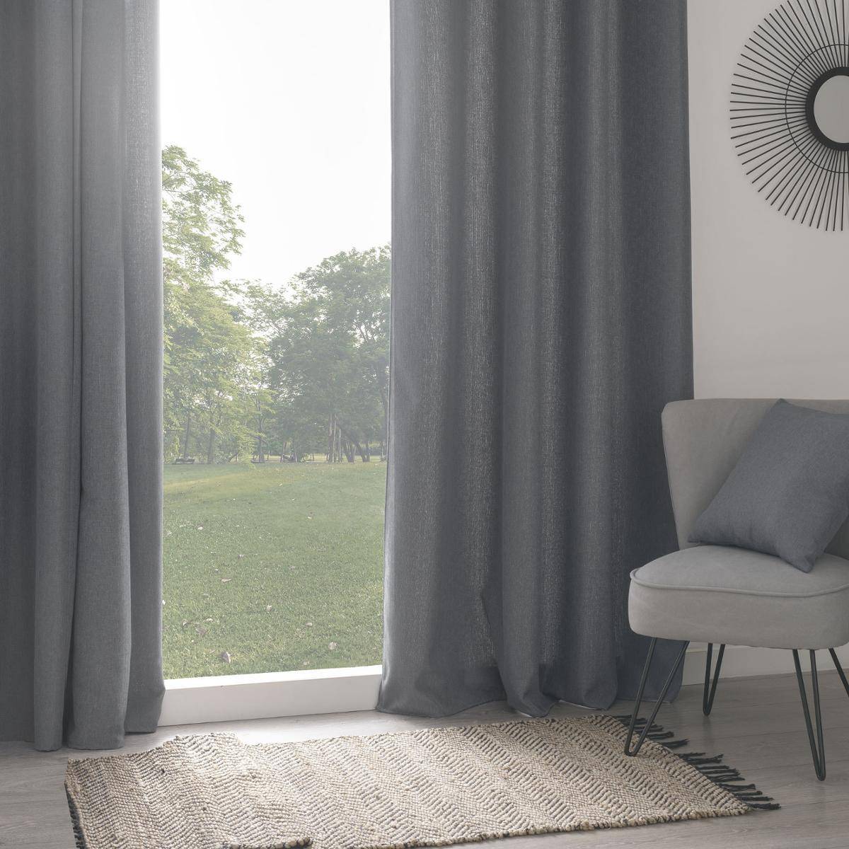 Atmosphera - Lot de 2 Rideaux à  œillets Isolant Gris 140 x 260 cm - Image 4